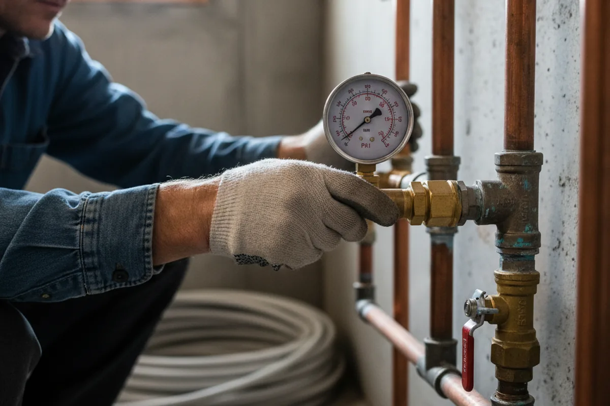 Pressure testing a repaired line during Water Line Repair in Bobtown